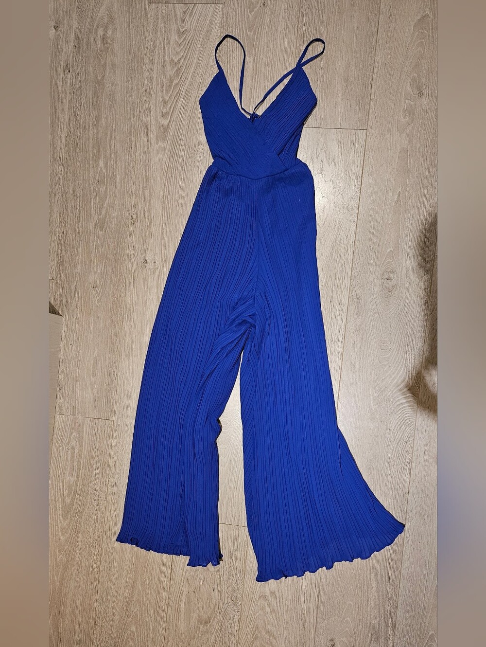 Royal Blue Pleated Jumper with Waist Tie